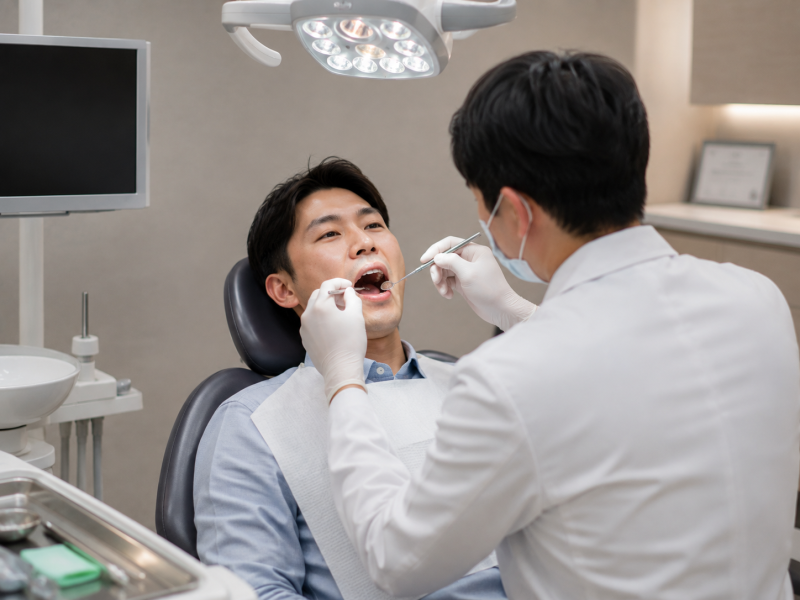 치과에서 진료받는 남성 환자