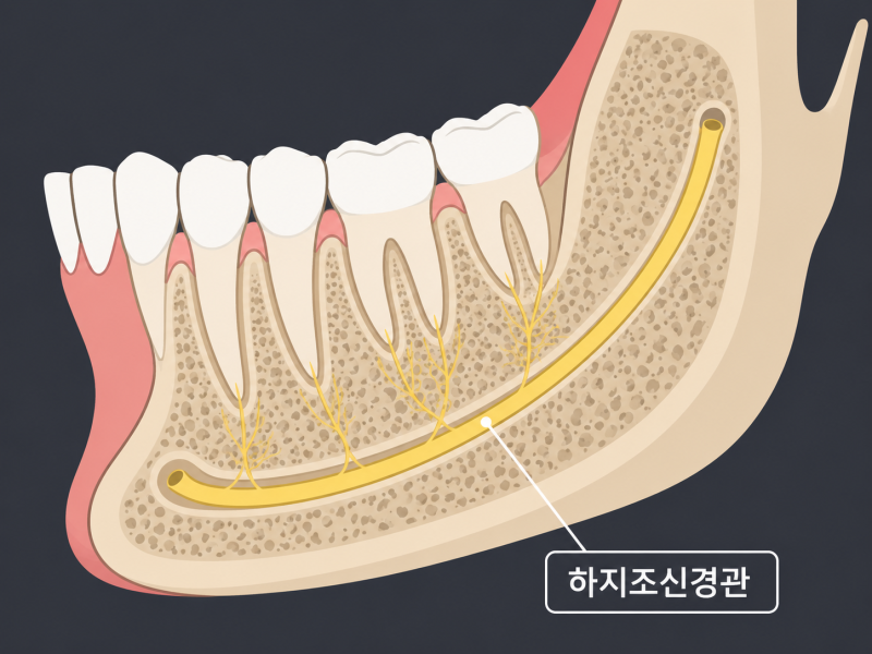 하악에 위치한 하지조신경관의 해부학적 구조